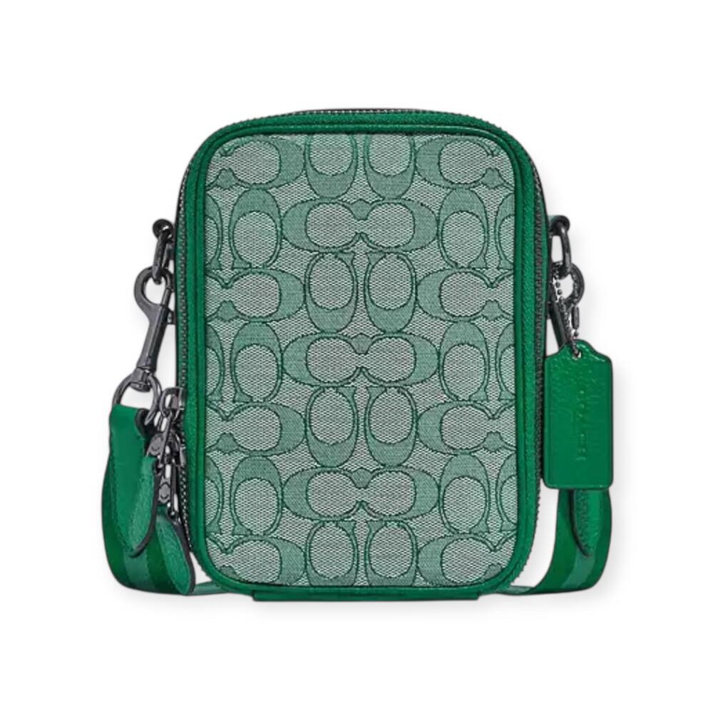 Coach Stanton Crossbody Bag Signature Jacquard Green